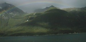 Rainbow over Alaskan mountains